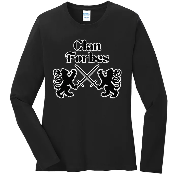 Clan Forbes Scottish Swords Lion Ladies Long Sleeve Shirt