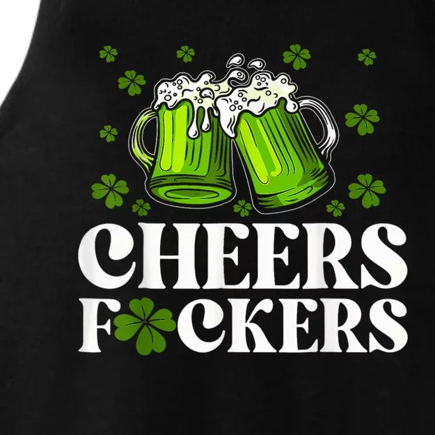 Cheers Fuckers St Patricks Day Funny Beer Drinking Mugs Ladies Tri-Blend Wicking Tank