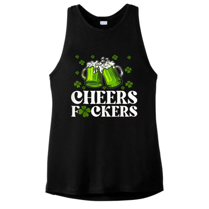 Cheers Fuckers St Patricks Day Funny Beer Drinking Mugs Ladies Tri-Blend Wicking Tank