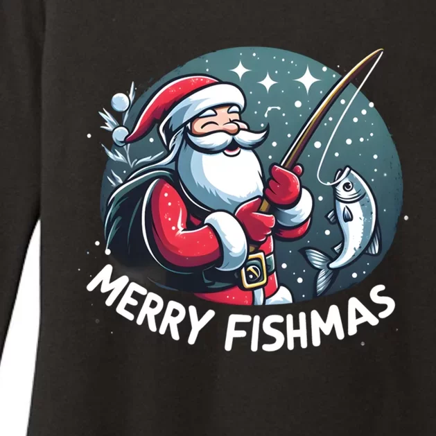 Christmas Funny Santa Merry Fishmas For Fishing Lovers Funny Gift Womens CVC Long Sleeve Shirt