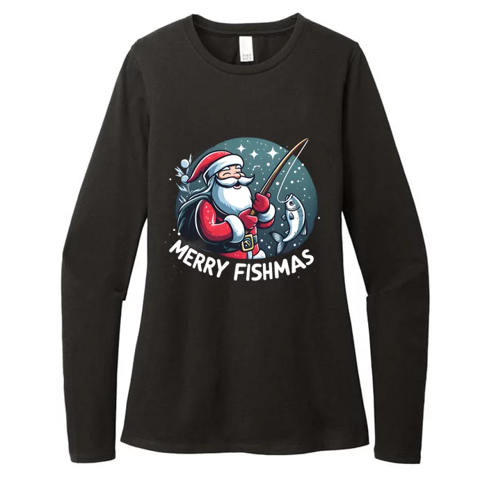 Christmas Funny Santa Merry Fishmas For Fishing Lovers Funny Gift Womens CVC Long Sleeve Shirt