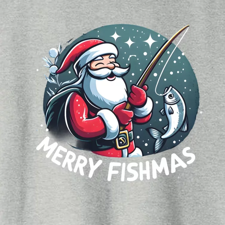 Christmas Funny Santa Merry Fishmas For Fishing Lovers Funny Gift Women's Crop Top Tee