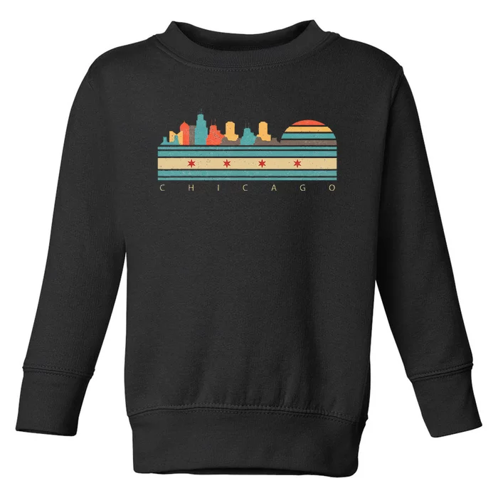 Chicago Flag Skyline Vintage Illinois City Retro Souvenir Toddler Sweatshirt