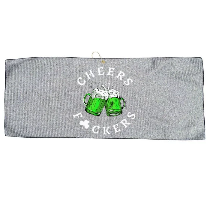 Cheers Fckers' St Patricks Day Beer Drinking Funny Large Microfiber Waffle Golf Towel