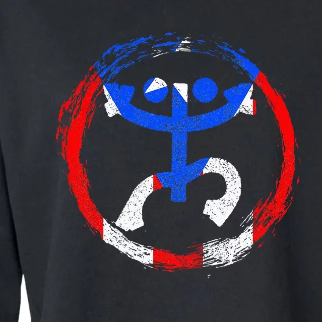 Coqui Frog Symbol Taino Puerto Rican Flag Boricua Boriken Cropped Pullover Crew