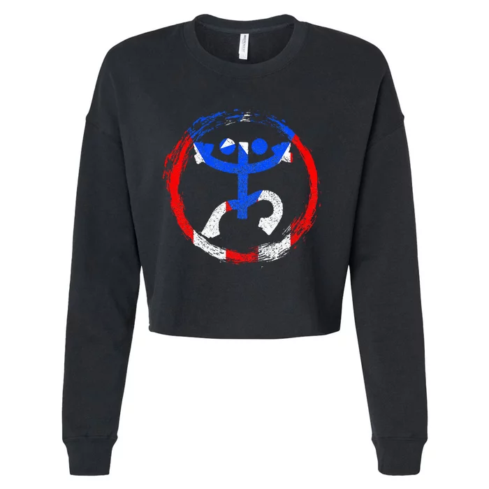 Coqui Frog Symbol Taino Puerto Rican Flag Boricua Boriken Cropped Pullover Crew