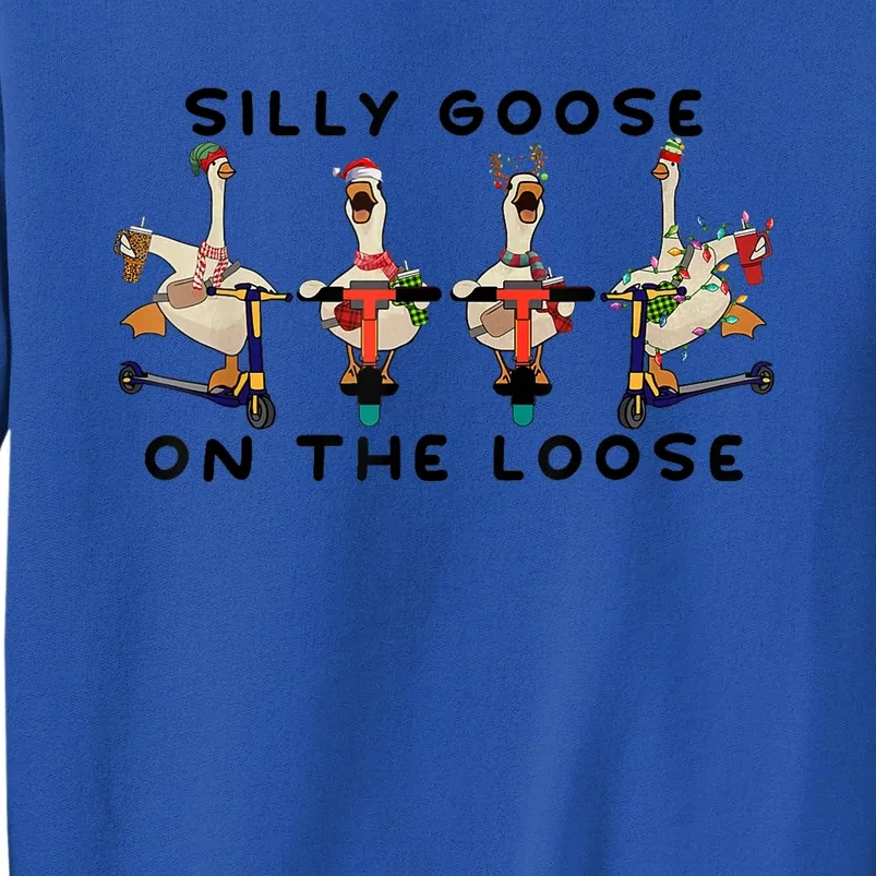 Cute Funny Santa Duck Silly Goose On The Loose Christmas Tall Sweatshirt