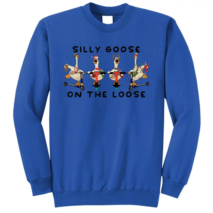 Cute Funny Santa Duck Silly Goose On The Loose Christmas Tall Sweatshirt