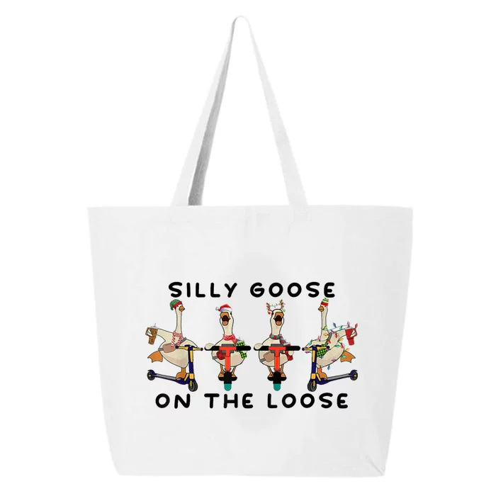 Cute Funny Santa Duck Silly Goose On The Loose Christmas 25L Jumbo Tote