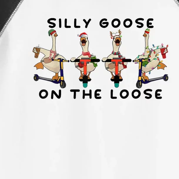 Cute Funny Santa Duck Silly Goose On The Loose Christmas Toddler Fine Jersey T-Shirt