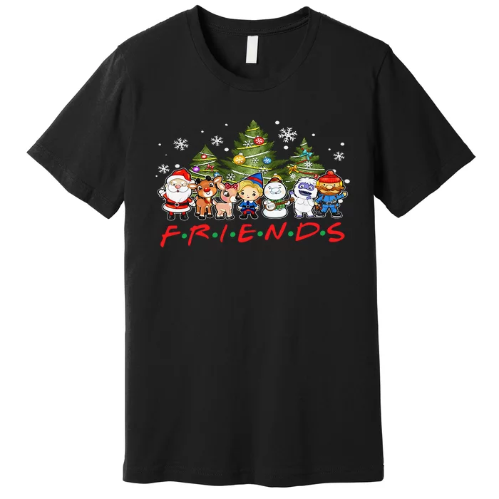 Christmas Friends Santa Rudolph Snowman Family Xmas Adults Premium T-Shirt