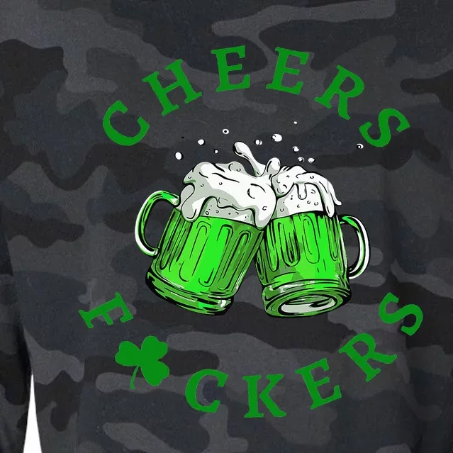 Cheers Fuckers St Patricks Day Women Beer Drinking Mugs Cropped Pullover Crew