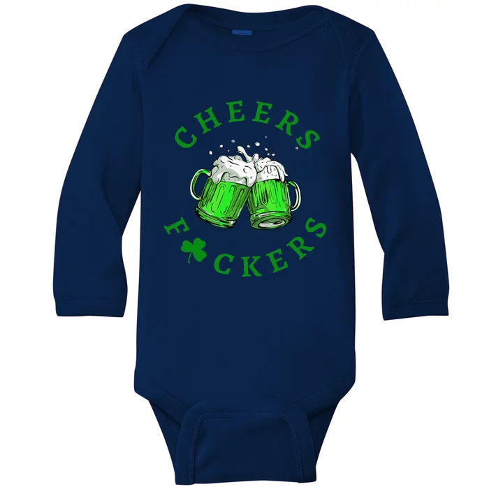 Cheers Fuckers St Patricks Day Women Beer Drinking Mugs Baby Long Sleeve Bodysuit