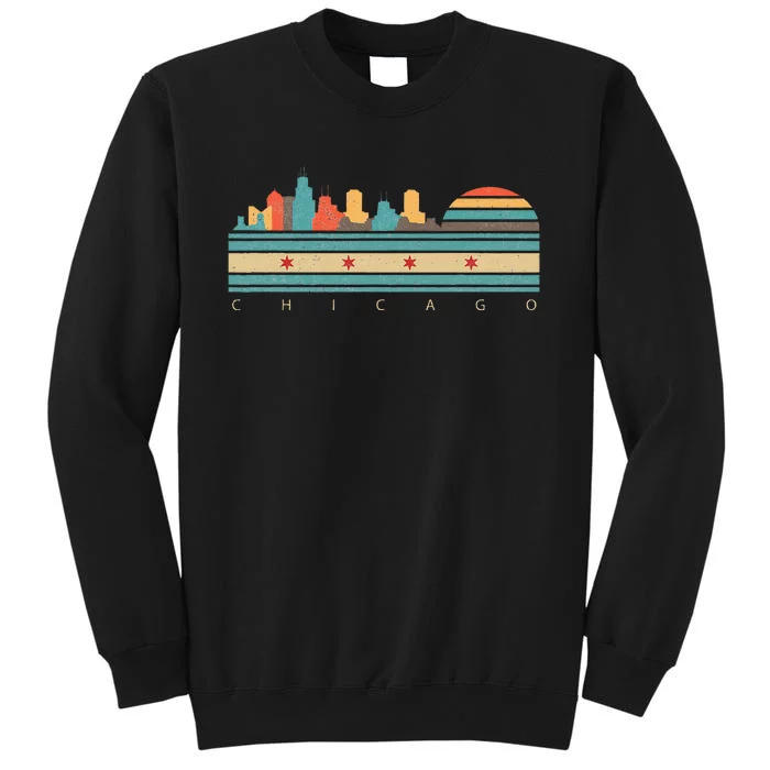 Chicago Flag Skyline Vintage Illinois City Retro Souvenir Tall Sweatshirt