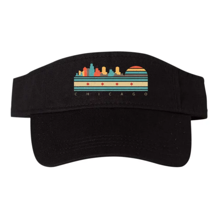 Chicago Flag Skyline Vintage Illinois City Retro Souvenir Valucap Bio-Washed Visor