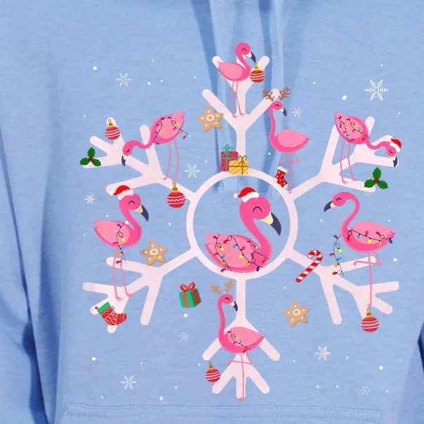 Christmas Flamingo Santa Hat Xmas Lights Flamingo Snowflakes Unisex Surf Hoodie