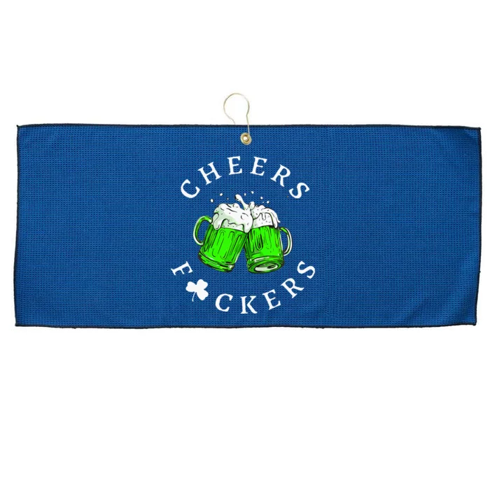 Cheers Fckers St Patricks Day Beer Drinking Large Microfiber Waffle Golf Towel