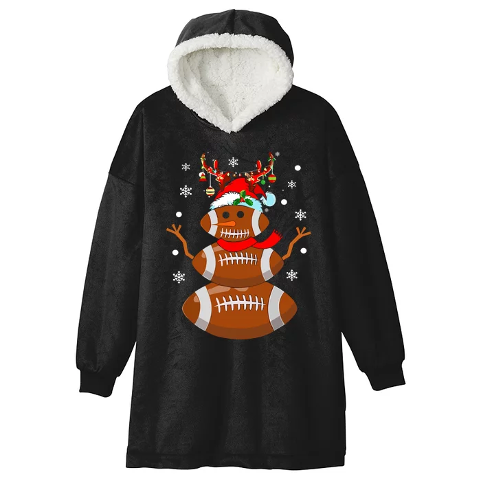 Christmas Football Snowman Kids Football Christmas Hooded Wearable Blanket