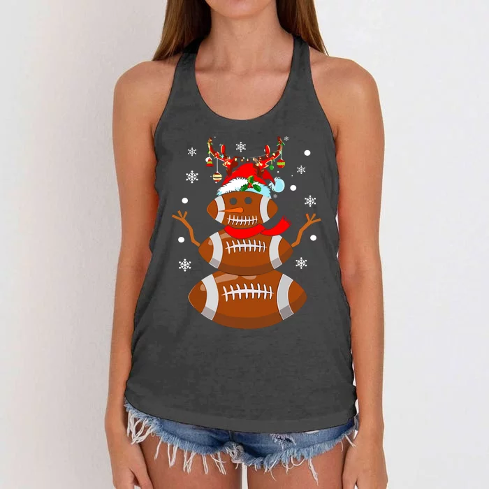 Christmas Football Snowman Kids Football Christmas Women's Knotted Racerback Tank