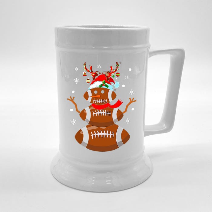 Christmas Football Snowman Kids Football Christmas Front & Back Beer Stein