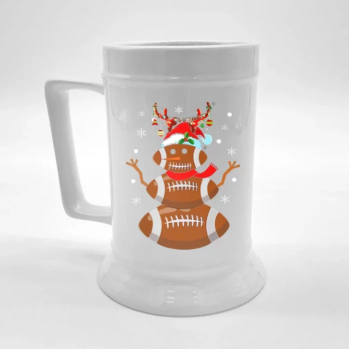 Christmas Football Snowman Kids Football Christmas Front & Back Beer Stein