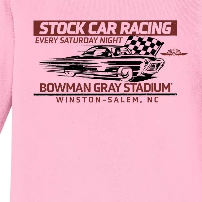 Checkered Flag Sports Tan Bowman Gray Stadium Clash Every Saturday Nigh Baby Long Sleeve Bodysuit