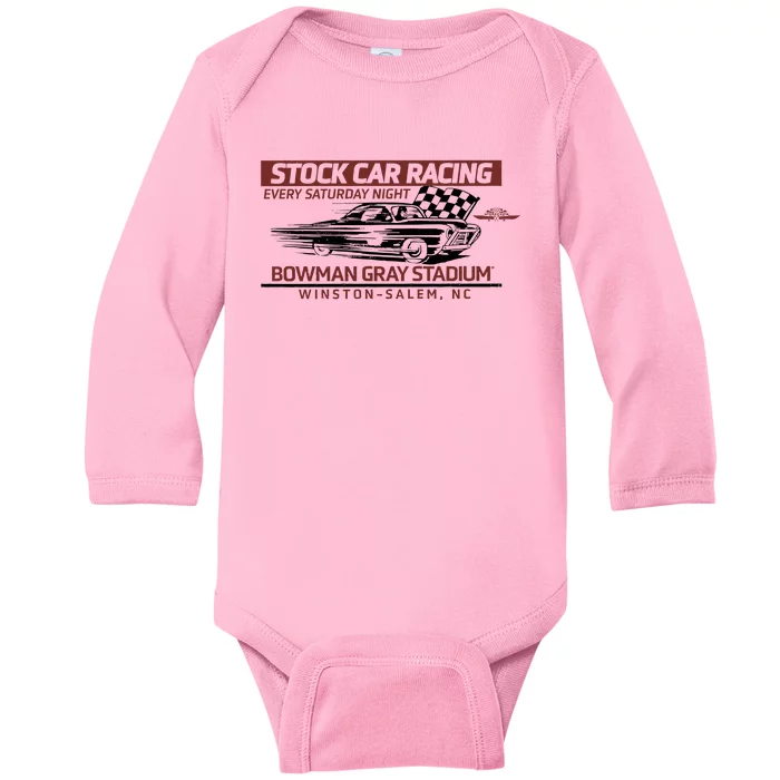 Checkered Flag Sports Tan Bowman Gray Stadium Clash Every Saturday Nigh Baby Long Sleeve Bodysuit