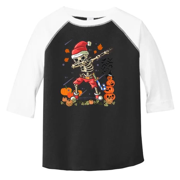 Christmas Funny Santa Skeleton Dabbing Halloween Costume Fun Toddler Fine Jersey T-Shirt