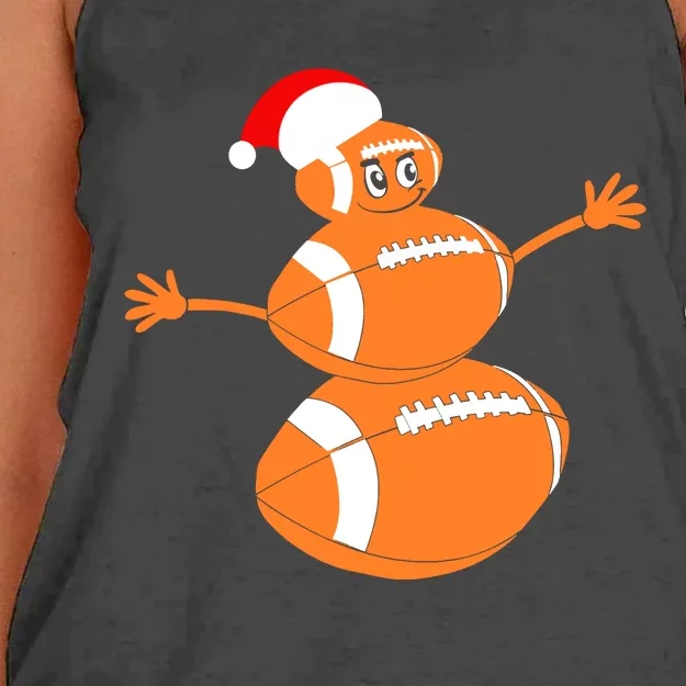 Christmas Football Snowman Football Christmas Women's Knotted Racerback Tank