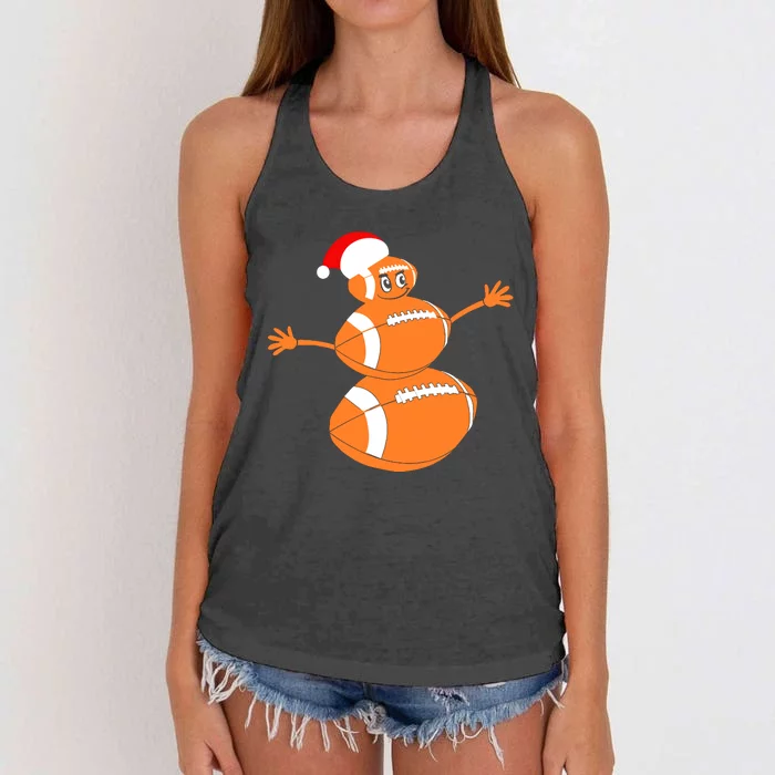 Christmas Football Snowman Football Christmas Women's Knotted Racerback Tank