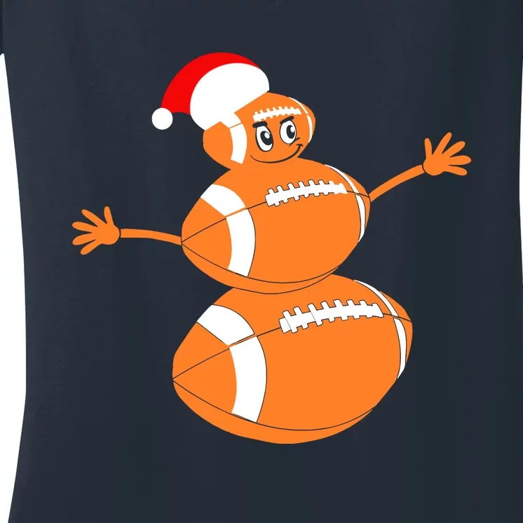 Christmas Football Snowman Football Christmas Women's V-Neck T-Shirt