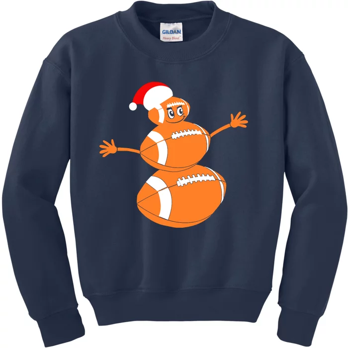 Christmas Football Snowman Football Christmas Kids Sweatshirt