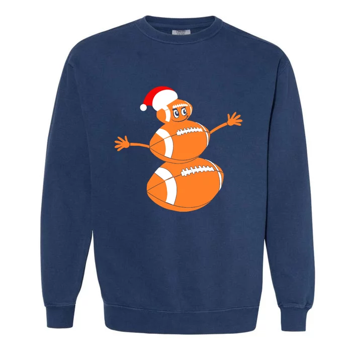 Christmas Football Snowman Football Christmas Garment-Dyed Sweatshirt