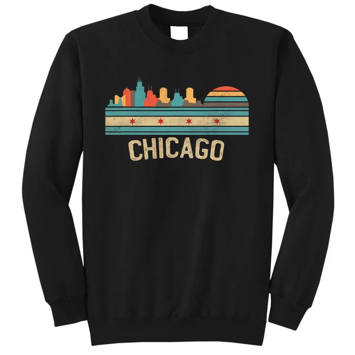 Chicago Flag Skyline Vintage Illinois City Tall Sweatshirt