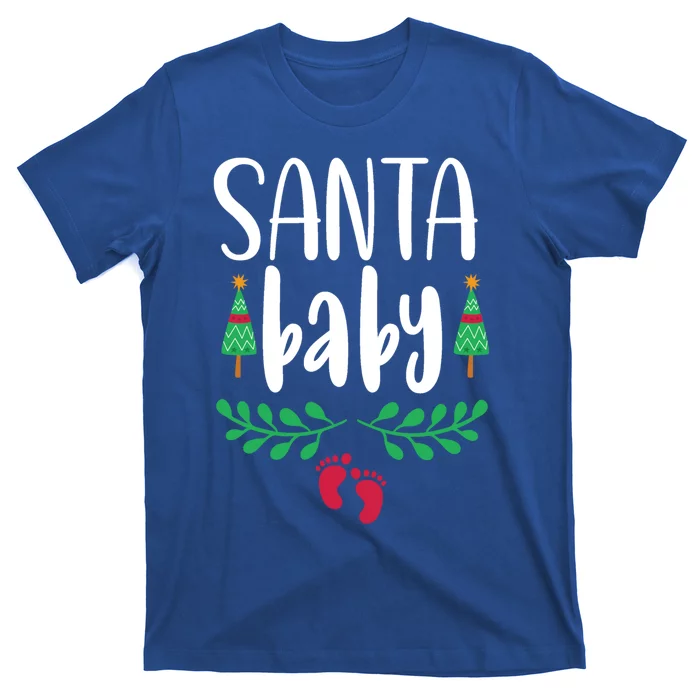 Christmas Funny Santa New Mama Pregnancy Announcet Gift T-Shirt