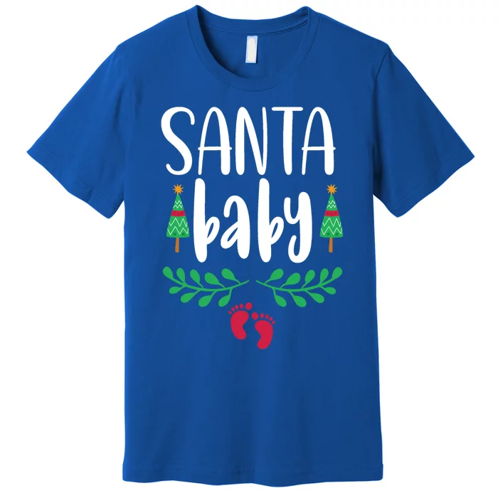 Christmas Funny Santa New Mama Pregnancy Announcet Gift Premium T-Shirt