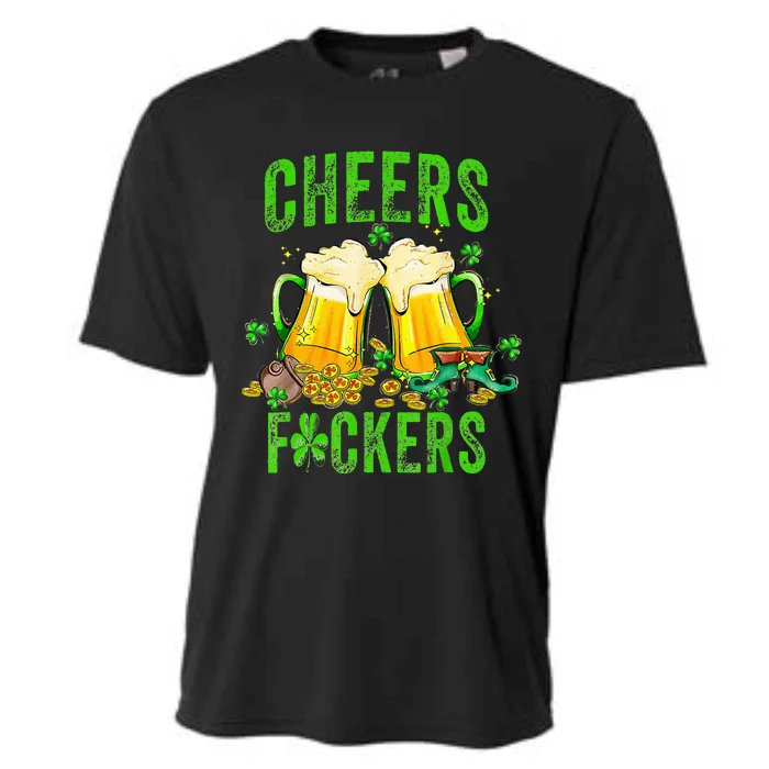 Cheers Fuckers St Patricks Day Beer Drinking Cooling Performance Crew T-Shirt