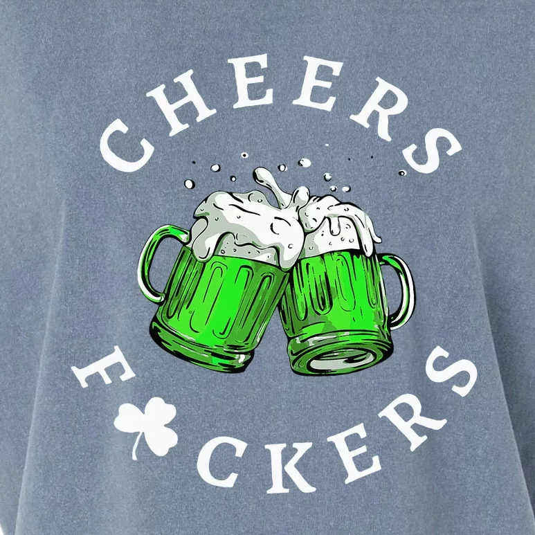 Cheers Fckers' St Patricks Day Beer Drinking Funny Garment-Dyed Women's Muscle Tee