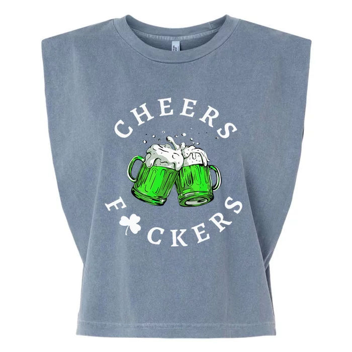 Cheers Fckers' St Patricks Day Beer Drinking Funny Garment-Dyed Women's Muscle Tee