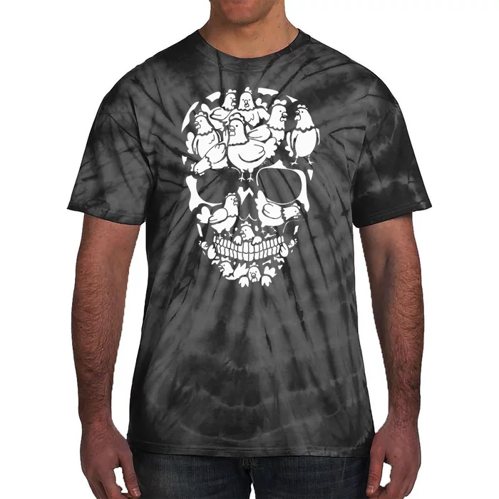 Chickens Farm Skeleton Halloween Farmer Tie-Dye T-Shirt