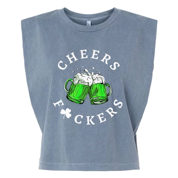 Cheers Fuckers St Patricks Day Beer Drinking Garment-Dyed Women's Muscle Tee