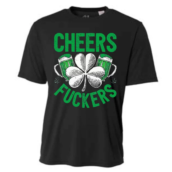 Cheers Fuckers St Patricks Day Beer Drinking Cooling Performance Crew T-Shirt