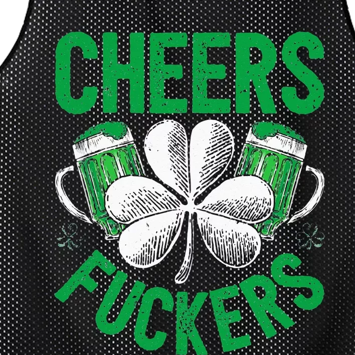 Cheers Fuckers St Patricks Day Beer Drinking Mesh Reversible Basketball Jersey Tank