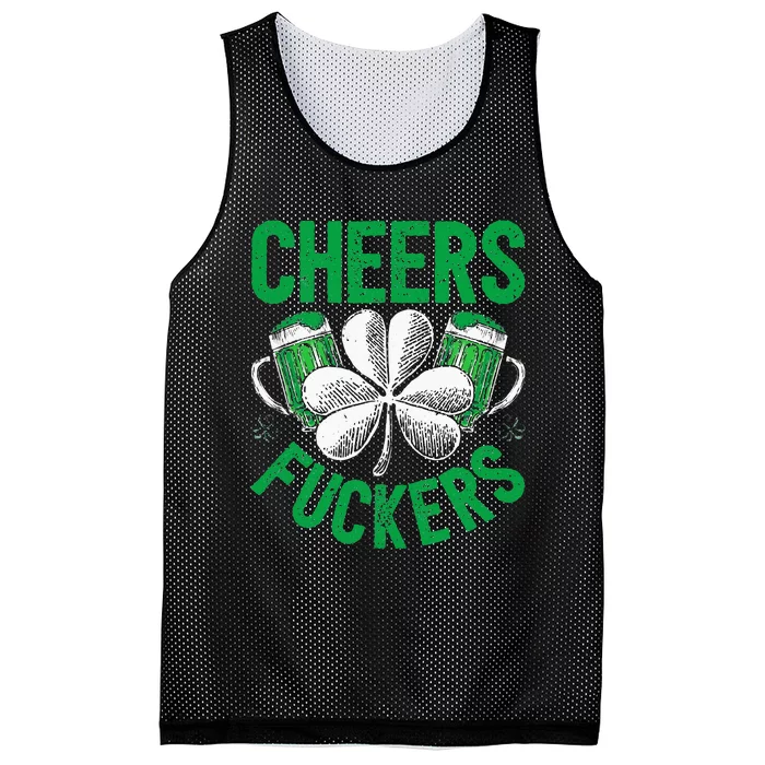 Cheers Fuckers St Patricks Day Beer Drinking Mesh Reversible Basketball Jersey Tank