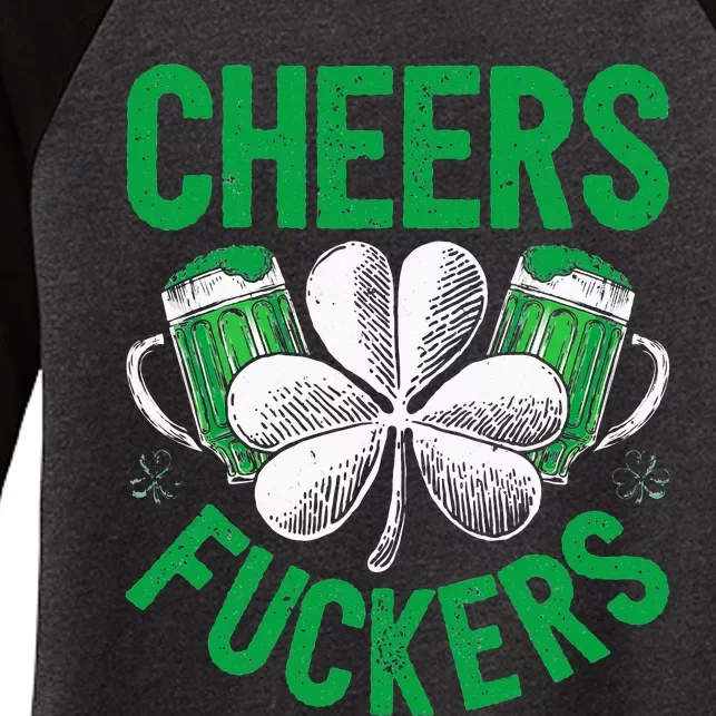 Cheers Fuckers St Patricks Day Beer Drinking Women's Tri-Blend 3/4-Sleeve Raglan Shirt