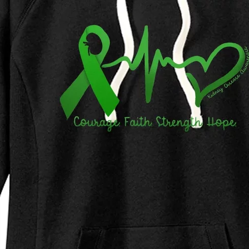 Courage Faith Strength Hope Kidney Disease Awareness Women's Fleece Hoodie