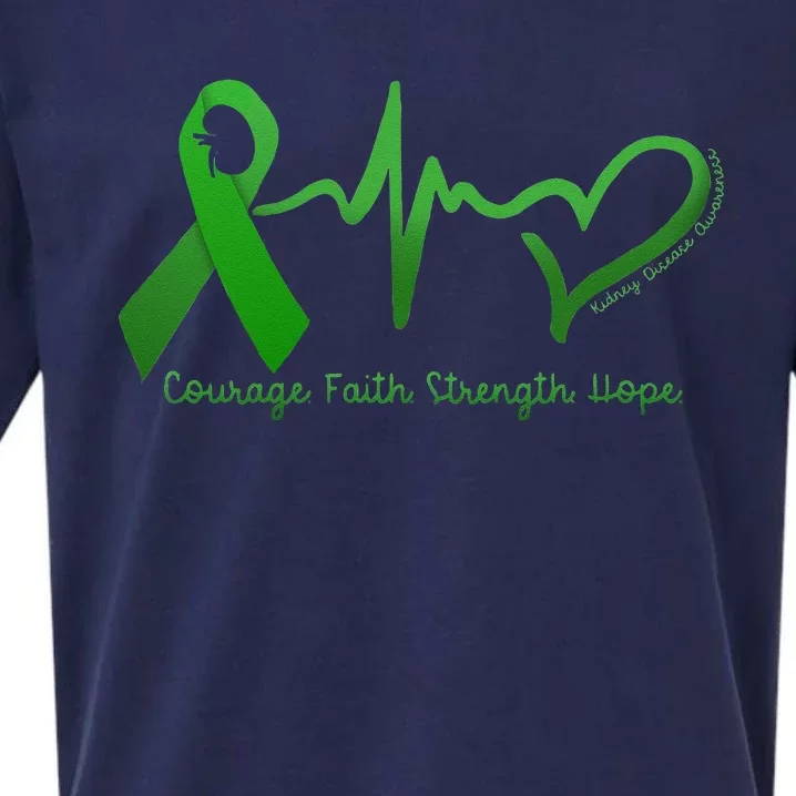 Courage Faith Strength Hope Kidney Disease Awareness Sueded Cloud Jersey T-Shirt