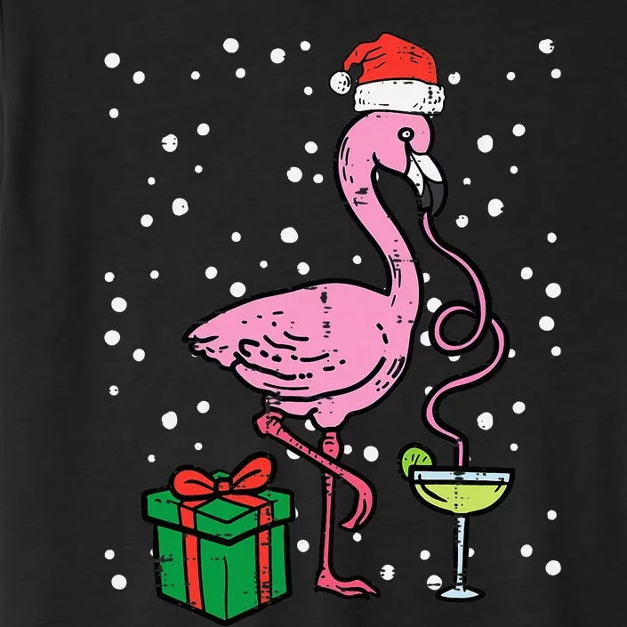 Christmas Flamingo Santa Tropical Xmas Vacation ChromaSoft Performance T-Shirt