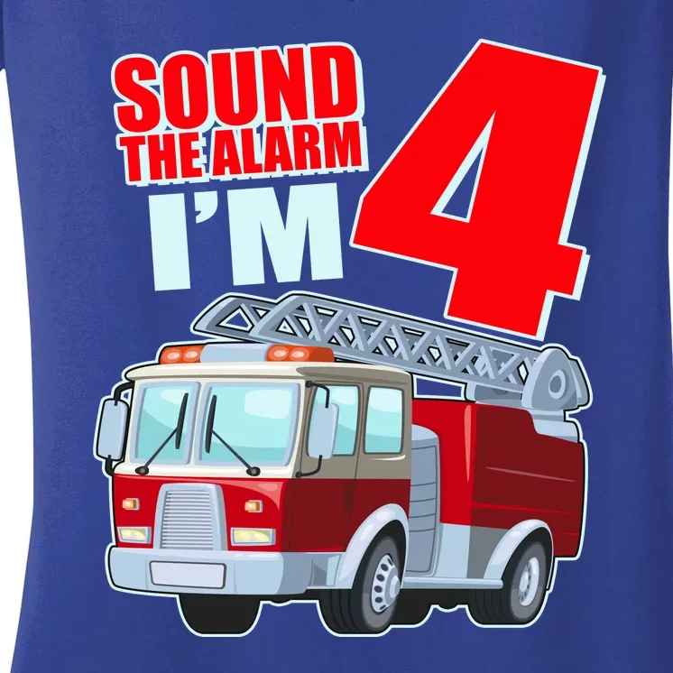 Cute Funny Sound The Alarm I'm 4 Four Women's V-Neck T-Shirt