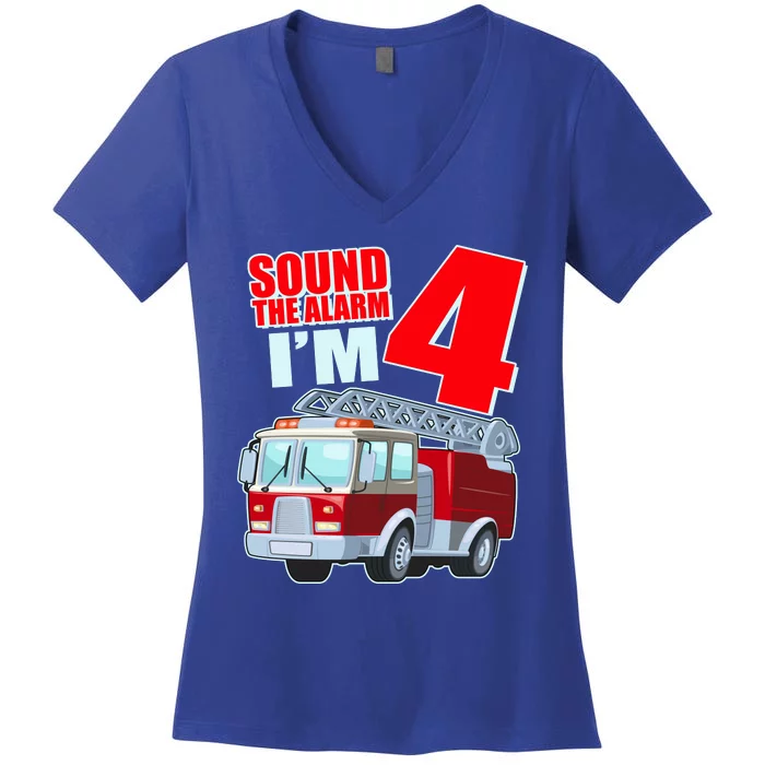 Cute Funny Sound The Alarm I'm 4 Four Women's V-Neck T-Shirt